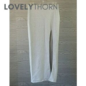 H&M // long light grey jersey sexy slit skirt